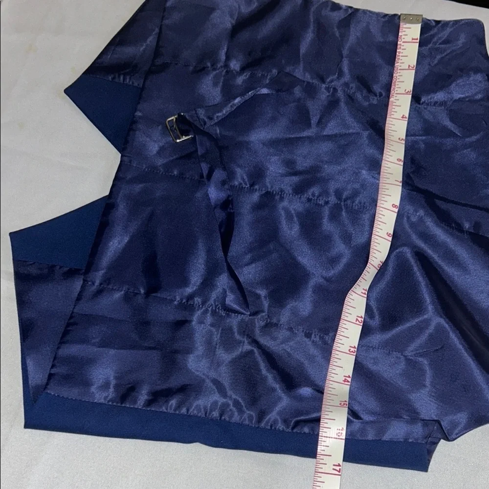 Navy Blue High-Waisted Dress Pants with Tapered Fit